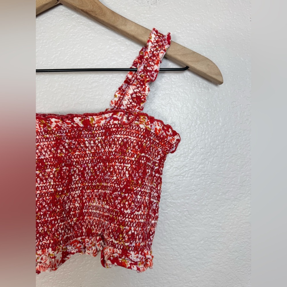 Free People Endless Summer Thalia Smocked Crop Top in Red Ivory Combo Small $118 - Picture 6 of 11